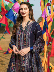 Azul piel Semi césped tradicional indio fiesta musulmana pakistaní mujer bordado hasta el suelo Salwar traje listo desgaste servicio OEM - Product Image 3