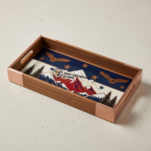 Plateau de service rectangulaire en bois durable en gros, design éléphant lotus, artisanat indien, cadeau de festival, décoratif - Product Image 1