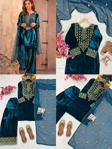 Ensemble Kurti Palazzo long style traditionnel moderne avec dupatta, pantalon en Georgette pour mariage et fête, vente à l'exportation - Product Image 6