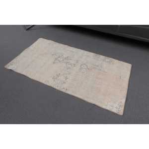 พรมตุรกีขนาดเล็ก, พรมวินเทจขนาด 2.1x4 ฟุต, พรมขนสัตว์สีเทาแบบอิคัต - Product Image 2