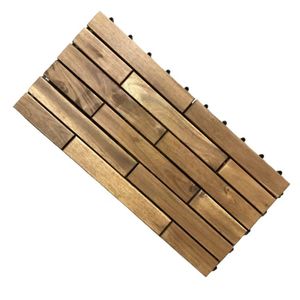 Azulejo de cubierta de Patio de madera de Acacia antideslizante moderno 15 listones tipo entrelazado impermeable uso interior exterior balcón jardín - Product Image 5
