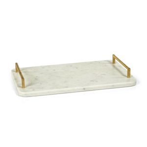 Plateau en marbre moderne avec poignées en acier inoxydable pour un service élégant et un affichage décoratif dans n'importe quelle pièce - Product Image 5