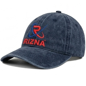 Gorra de Béisbol RIZNA Vintage Deportiva de Sarga Vaquera, 6 Paneles, Ajustable, Unisex, Casual, con Logotipo Bordado en el Panel Frontal, Azul, de Algodón - Product Image 2