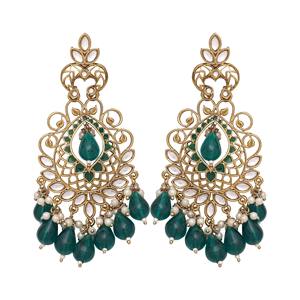Traditional Kundan Chandbali Earrings for Women Mehendi Plated Ethnic Drop Design for <b>Weddings</b> Parties Exclusive <b>Gift</b> Idea - Product Image 3