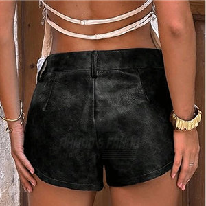 Shorts Casuales de Cuero Vacuno Genuino para Mujer, Transpirables, Ecológicos, con Cintura Elástica, Elegantes, Duraderos, al por Mayor, Personalizables - Product Image 2