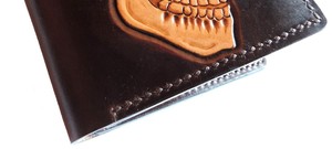 Erkek Unisex lüks hakiki deri cüzdan iskelet tasarımı ile yeni Premium yüksek kalite el Tooled Satchel tuval astar - Product Image 3