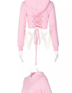 Sudadera con capucha para mujer con logotipo personalizado impreso, Sudadera con capucha corta, jersey liso al por mayor, OEM - Product Image 5