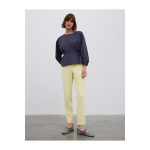 Chemisier en mélange de coton pour femme avec manches chauve-souris, détail élastique et ceinture - Product Image 5