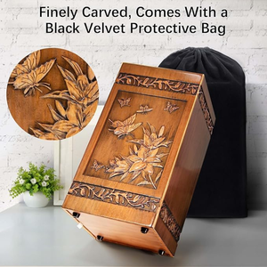 Urnes en bois faites à la main pour cendres humaines adulte mâle femelle gravé papillon urne funéraire urne décorative enterrement - Product Image 2