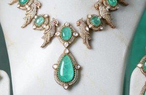 Ensemble de colliers Polki de créateur de luxe en plaqué or avec boucles d'oreilles Bijoux de mariée pour mariage et fête - Product Image 4