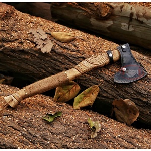 Hot Selling Industrial Ragnar Viking <b>Axe</b> Hand Forged High Carbon Steel Head Hand Engraved Handle Leather Scabbard Hunting - Product Image 5
