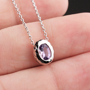 Collar de plata con piedras preciosas de amatista natural, colgante de joyería hecho a mano de Plata de Ley 925 para mujer, precio al por mayor - Product Image 5