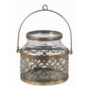 Bougeoirs en verre en fer forgé antique en laiton, couleur or, écologiques, faits à la main pour la maison, Pâques, Noël, mariage - Product Image 2