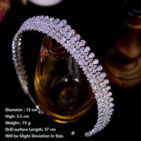 ASNORA CZ Diadèmes de luxe classiques, couronnes en zircon AAA dorées en forme de goutte d'eau, accessoires de cheveux de mariage, bijoux pour mariées et fêtes