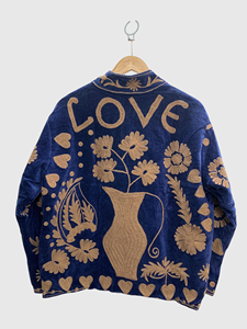 Chaqueta con Cuello Mao y Patrón Geométrico Bordado a Mano, Manga Larga, Estilo Blusón de Terciopelo para Adultos, Ropa de Otoño - Product Image 4