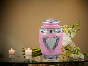 Urnas de cremación de ala de ángulo rosa para cenizas humanas Urnas de cremación para adultos Recuerdos para humanos y urnas de entierro para cenizas - Product Image 3