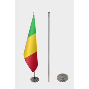 Drapeau officiel du Mali pour intérieur, techniques d'impression numérique, mât en aluminium, fabriqué en polyester et soie synthétique - Product Image 2