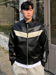 New Leather Hooded Slim Fit Men's Winter Jacket Plus Size Customized Front Logo Waterproof Windproof Jacket For Men' - Product Image 5