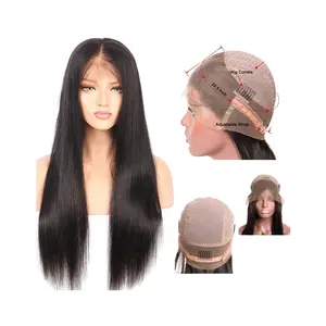 Buy 100% Natural Virgin Temple Human Hair Front Lace Wigs with Swiss Lace Natural Black Wavy Hair Wig Suppliers