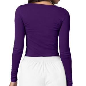 Custom Slim Fit Women's Winter Long Sleeve Medical <b>Scrub</b> <b>Tops</b> Spandex/Polyester Jersey Solid Underwear Hospital Uniforms - Product Image 3