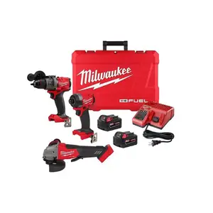 Milwauukees Kit Combo dengan 2 baterai pengisi daya 4-1/2 inci ke 5 "penggiling 18-Volt merah tersedia dalam stok