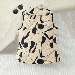 Gilet matelassé long sans manches en toile respirante pour femme, personnalisé OEM, imprimé, rembourré en polyester, pour printemps et automne - Product Image 3