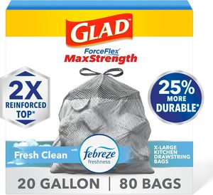 Bolsas de Basura para Cocina Glad ForceFlex MaxStrength, 20 Galones, Aroma Fresco y Limpio Febreze, 80 Unidades - Product Image 3