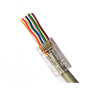 Cat6 RJ45 Pass Through Fiches modulaires, connecteurs réseau non blindés pour câble solide <span class=keywords><strong>ou</strong></span> toronné à paire torsadée 24AWG - Product Image 2