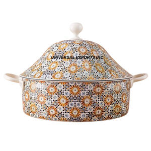 Vajilla redonda clásica de lujo, cazuela hecha a mano de calidad Superior, madre de perla y elegante calentador de alimentos de madera, olla caliente de Metal - Product Image 6