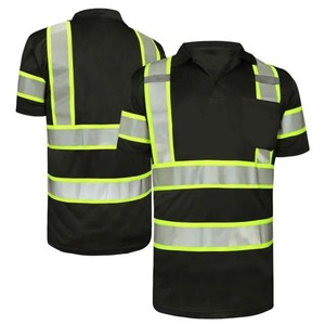 High Visibility Breathable Cotton <b>Polo</b> Shirt Reflective Strips for Construction Work-Customized Brand Unisex - Product Image 3