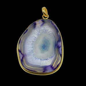 Venta al por mayor 925 plata esterlina rebanada ágata colgante con oro rosa acabado hecho a mano religioso Hip Hop encanto joyería oro Material principal - Product Image 6