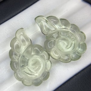 Pierre précieuse sculptée en améthyste verte faite à la main 23x16 MM forme de coquille de mer ovale naturelle pour la fabrication de bijoux - Product Image 1