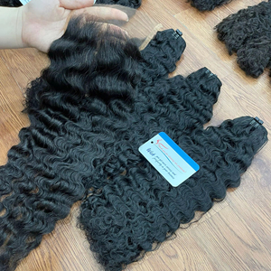 Venta al por mayor vietnamita birmano extensiones de cabello rizado doble dibujado cabello humano tejido químicamente procesado - Product Image 1