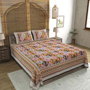 King Size Pure Cotton Hand Block Print Disposable Hospital <b>Fitted</b> Bed <b>Sheet</b> <b>Queen</b> Twin Sizes Available-Designed for Comfort - Product Image 1