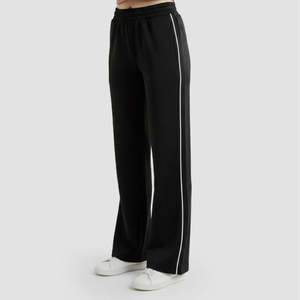 Core <b>Line</b> Wide Leg <b>Pants</b> with Side Stripe Decoration Black Trousers - Product Image 1