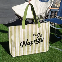 Sac tissé laminé PP imperméable avec poignées, motif lettres, taille moyenne, impression couleur personnalisée, design portable