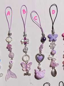 Abalorios para teléfono y accesorio de correa con Y2K Pink White Purple Estética Kpop Inspirado para cámara de carpeta de regalo - Product Image 5