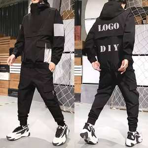 100% survêtement froissé en polyester pour hommes impression de logo personnalisé coupe-vent à motif solide respirant de meilleure qualité grande taille - Product Image 6