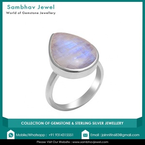 Anillos de piedras preciosas grandes de piedra lunar arcoíris azul natural Pendientes de Plata de Ley 925 Vintage chapado en oro de 18K hecho a mano para mujer - Product Image 4