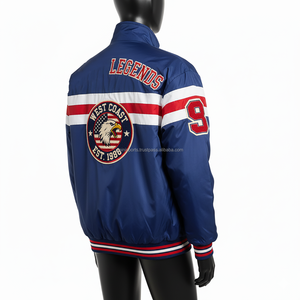 Veste coupe-vent pour femmes 220 GSM Premium Nylon Fabric Blue White Red Color Block Panels Embroidered Custom Logo Jacket For Women - Product Image 5