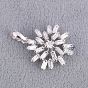 Colgante de diamante de moissanita de corte Baguette de Plata de Ley 925 de alta calidad para mujer, probador de diamantes de diseño personalizado - Product Image 2
