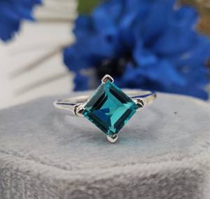 Wholesale 925 Silver Jewelry Green Praiba Tourmaline Bridal Ring Anniversary Gifts Lab Grown Paraiba Tourmaline Rings <b>for</b> Women - Product Image 4