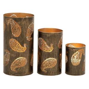 Tealigh Votive Bougeoir Grand Lot de 3 Arbre en Métal Design Argent Mat Antique Décoration de Noël Votive - Product Image 1