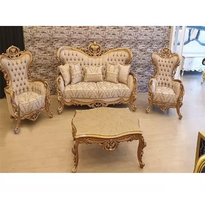 Ensemble de canapé sculpté de Style Rococo doré, canapé de salon en bois de teck de Style italien, ensemble de canapé de 5 places de Style victorien doré - Product Image 1
