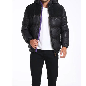 Chaqueta de plumón de burbujas ligera cálida para exteriores para hombre para invierno de lona regular de alta calidad con cuello levantado - Product Image 3