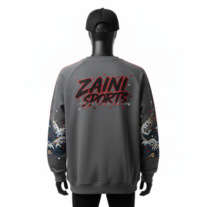 320 GSM algodón poliéster polar Tela Gris rojo rayas manga logotipo personalizado impresión en relieve diamantes de imitación básicos sudaderas - Product Image 2