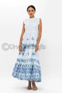 ผลิตจากผ้าฝ้ายปักผ้าฝ้ายทับมือพิมพ์ลายรายละเอียดนัวเนียริมปลายคอและไหล่ เสื้อสโมคเต็มตัว - Product Image 3