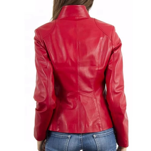 Chaqueta de Cuero de Oveja Genuino de Alta Calidad para Mujer, Estilo Piloto, Invierno, Diseño Sólido, Resistente al Viento, Ecológica, Secado Rápido, Gruesa, Personalizable - Product Image 3