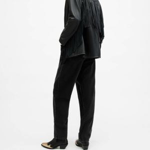 กางเกงยีนส์สีดำสำหรับผู้หญิงขากว้างระบายอากาศได้ดีทรงหลวมดีไซน์คลาสสิก - Product Image 3