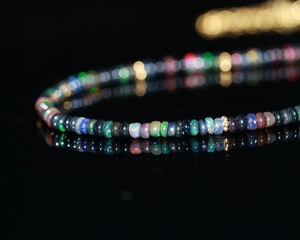 Black Ethiopian Fire <b>Opal</b> Beaded <b>Necklace</b> Handmade Jewelry Gift Third Party Certified 925 Sterling Silver <b>Gold</b> Plated Hindu - Product Image 2